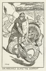 Sir Percivale uccide il serpente da Henry Justice Ford